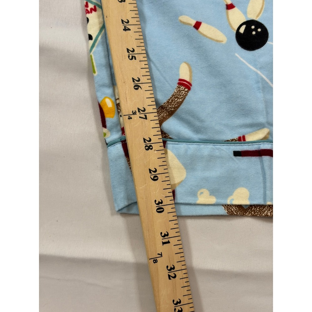 Nick & Nora Blue Sock Monkey Pajama Pants Mens Medium Cotton Bowling Retro - Picture 7 of 11